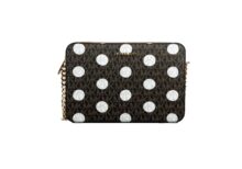 Ellezza East West Leather Zip Chain Crossbody Bag